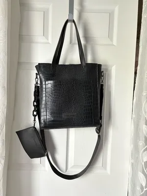 Claudia Canova moc croc-Embossed shoulder bag crossbody strap tote removal pouch thumbnail 5