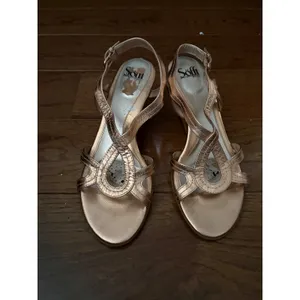 Sofft Rose Gold Metallic Leather Strappy Cork‎ Wedge Sandals Womens 9M thumbnail 3