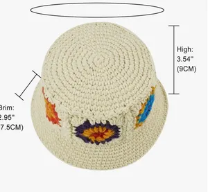 Knit floral bucket hat Tan thumbnail 2