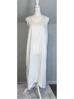 Saks Fifth Avenue White 100% Linen Sleeveless Maxi Dress S thumbnail 3