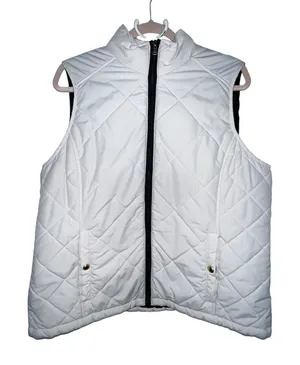Lauren Ralph Lauren‎ Vest Womens Size XL White Quilted Zip Puffer Sleeveless thumbnail 1