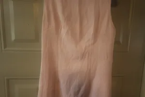 Shein sleeveless high neck low tie back mini short dress in light pink size small. thumbnail 3