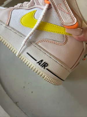 Nike Kids High-Top Sneakers in White with Yellow Swoosh and Neon Accents thumbnail 6