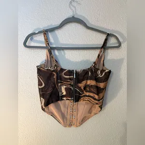 White Fox Boutique Edge of Reason Bustier Brown Swirl thumbnail 3