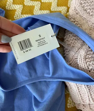 We Wore What Blue Ribbed Jumpsuit thumbnail 6