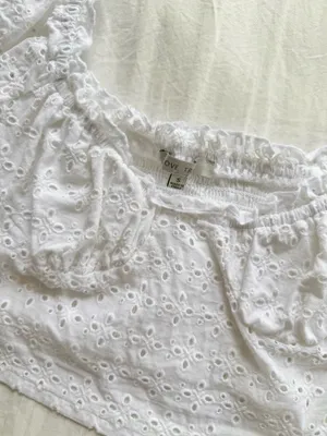 Altar'd State White Eyelet Puff Sleeve Top thumbnail 2