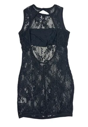 White Fox Boutique - Uncut Moments Sleeveless Lace Mini Dress in Black thumbnail 3