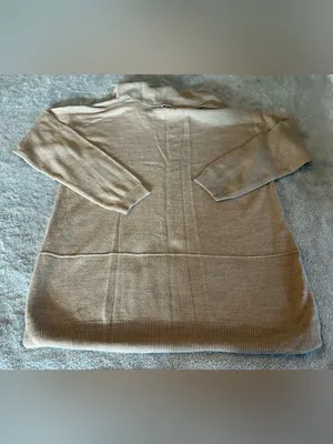 Women’s Cozy Beige Cowl Neck Sweater with Black Elbow Patches Size Large thumbnail 5