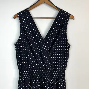 Apt 9 Jumpsuit Womens Large Black‎ White Polka Dot Cropped Wide Leg Sleeveless thumbnail 5