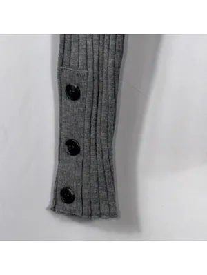 Gray Ribbed Mock Neck Sweater XS Button Cuff thumbnail 4