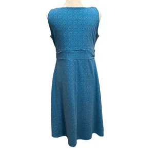 Eddie Bauer M Lily Travel Dress Teal Dot Pattern Crossover Sleeveless Geometric thumbnail 2
