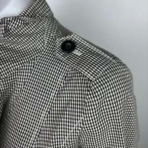 Halogen Black White Gingham Check Double Breasted Tie Belt Trench Jacket Sz XS thumbnail 6