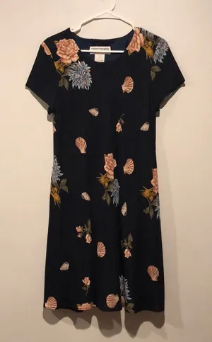Jessica Howard Vintage Dark Blue Seashell Midi Dress thumbnail 1