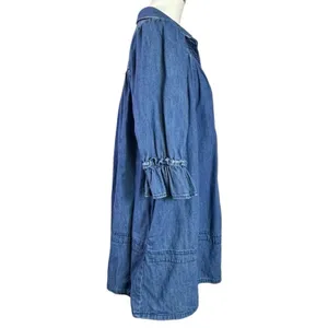 Free People Western Bohemian Vanessa Denim Tunic Top Shirt Dress Size Medium thumbnail 8