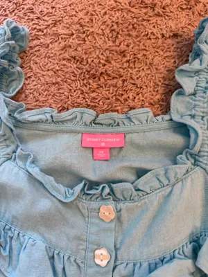 Stoney Clover Target Puff Sleeve Mini Babydoll Dress Aqua Blue thumbnail 5