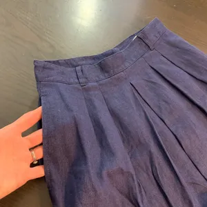 JG Hook Vintage Navy Blue‎ Linen Blend Pleated Midi Skirt High Waist Size 6 thumbnail 8
