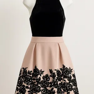 Velvety Y2K Trixxi Black Floral Fit & Flare Cocktail Dress S New Years Eve Party thumbnail 4