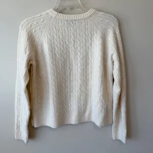J.Crew Womens Soft Girl Wool Blend Sweater L Cream Cable Knit Side Button Preppy thumbnail 6