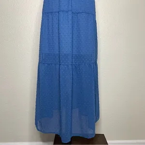 NWT Pretty Garden Blue Halter Tiered Maxi Dress, Sz Small thumbnail 11