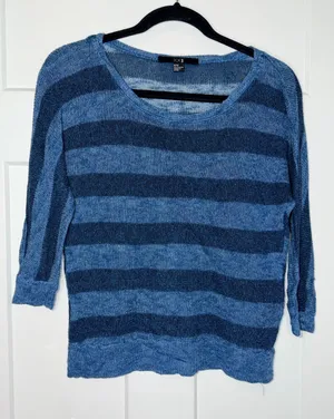 XXI Blue Contrast Stripe Lightweight Sweater thumbnail 1