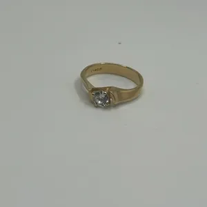 Vintage Gold Slanted CZ Ring Womens Cute 18k Plated Statement Dainty New thumbnail 3