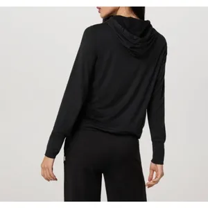 Vuori Halo Essential Crop Hoodie DreamKnit Black Large thumbnail 3