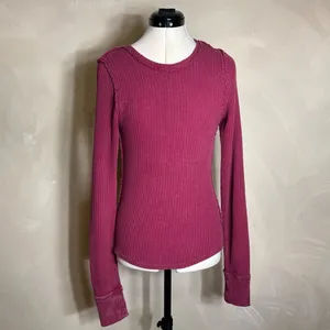FREE PEOPLE We The Free Womens Roll With It Ribbed Distressed Thermal Shirt|Sz:S thumbnail 6