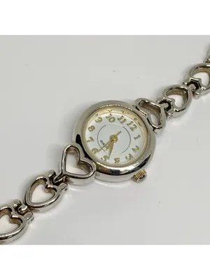 Advance vintage women’s watch hearts links bracelet 21mm quartz 6.5” running thumbnail 2