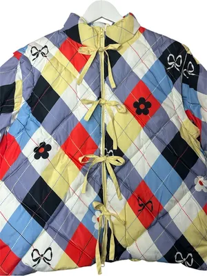 Lisa Says Gah Lady Puffer Jacket Cirque Argyle Large thumbnail 6