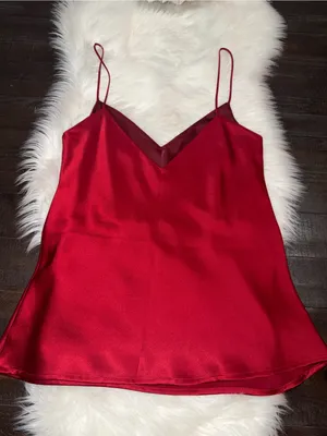 Galvan London Red Satin Spaghetti Strap Cami Top Sz 8 thumbnail 5