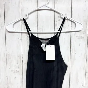 French Connection Dress Women Sz 4 Black Ribbed‎ Sleeveless Spaghetti Strap Midi thumbnail 2