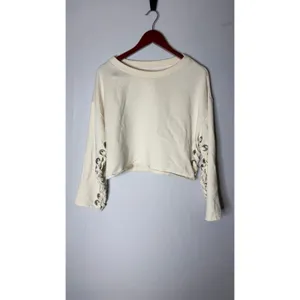 Alo Yoga Lace Up Pullover Suspension Sweatshirt in cream Sz M thumbnail 4