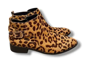 Steven by‎ Steve Madden Chavi-L Booties Womens 7 Leopard Calf Hair Ankle Boots thumbnail 1