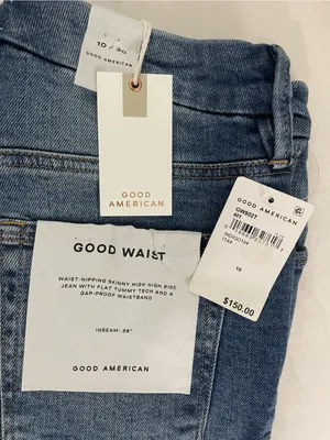 Good American Good Waist NWT High Rise Distressed Skinny Jeans Blue Size 10 thumbnail 10