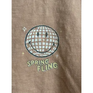 Aerie Brown Graphic T-Shirt Spring Fling‎ Disco Ball Smiley Face Oversized Small thumbnail 4