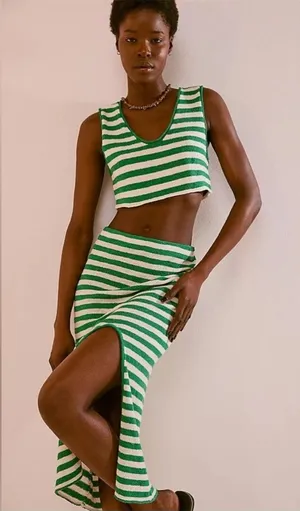 NWT FREE PEOPLE Bailey 3Pc Sweater Set Tennis Green Fairway Combo XL SOLD OUT thumbnail 1