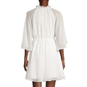 Fame and Partners The Tebrie Chiffon Bell Sleeve Mini Dress Ivory Size 2 thumbnail 6