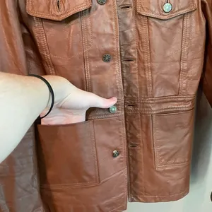 Vero Moda Button Leather Jacket Brown Size‎ Medium thumbnail 7