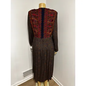 Vintage First Focus NWT Paisley Geometric Maxi Dress Brown Red Size 13/14 Retro thumbnail 6