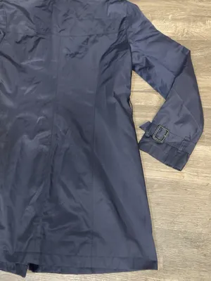 Michael Michael Kors Navy Blue Trench Coat Gold Buttons Women’s Size L thumbnail 13