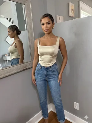 Abercrombie & Fitch Satin Corset Y2K Crop Top Champagne Size Small. thumbnail 2
