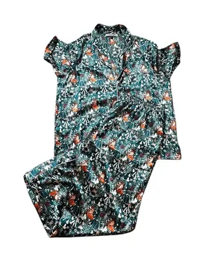 Their Nibs Silky Floral Owls Print Pajamas Set Sleep Loungewear thumbnail 1