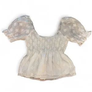 Altar'd State White Puff Sleeve Peplum Top Size S thumbnail 3