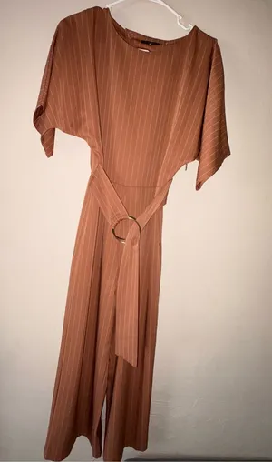 Olive scent orange pinstripe jumpsuit S thumbnail 1