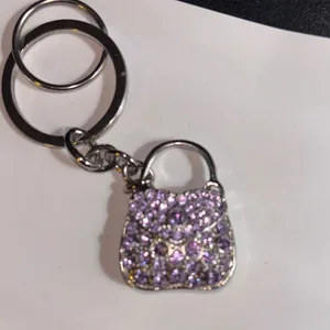 Purple Rhinestone Purse Keychain Shiny and Bright 1-2” in Height thumbnail 2