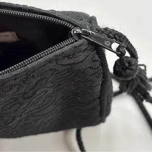 Vintage‎ Avon Black Tassle Jacquard Evening Bag Crossbody Mini Purse Black Tie thumbnail 5