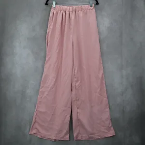 Pink‎ Belted Wide Leg Boho Pull On Straight Leg Elastic Trousers Pant M Medium Pink thumbnail 5