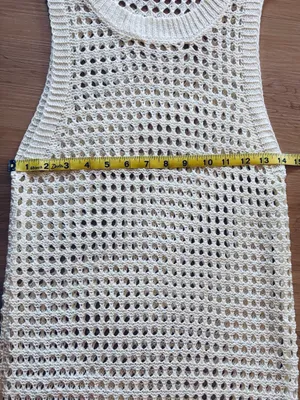 Shade&Shore Women's M Crochet Cover Up Midi Dress White, Boho, Cottage, Summer thumbnail 3