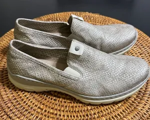 Rieker‎ Antistress MemoSoft Metallic Snakeskin Slip On Sneakers Silver Gold 37 thumbnail 1