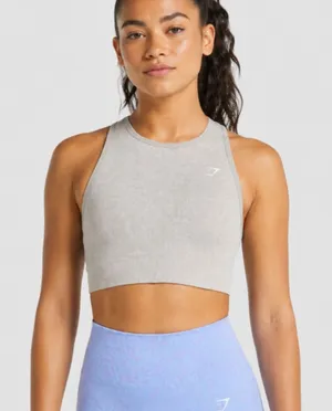 Gymshark Adapt Animal Seamless Sports Bra Womens Medium Gray High-Neck Crossover thumbnail 1